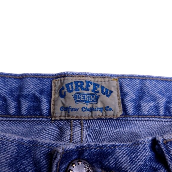 Vintage Curfew Womens Flare Jeans 11 Medium Wash Mid Rise Raw Hem Juniors - Picture 7 of 8